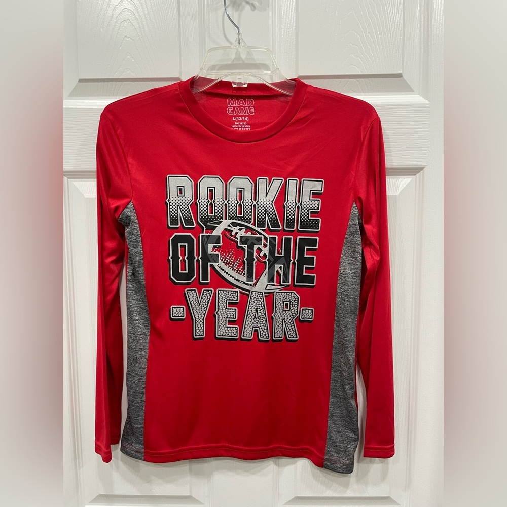 MAD GAME Rookie of the Year shirt. Boys Large. Long sleeved. NWOT.